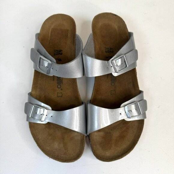 Birkenstock Papillio Dorothy Wedge Sandals Shoes Womens Size 42 US 11 Silver - Picture 3 of 9